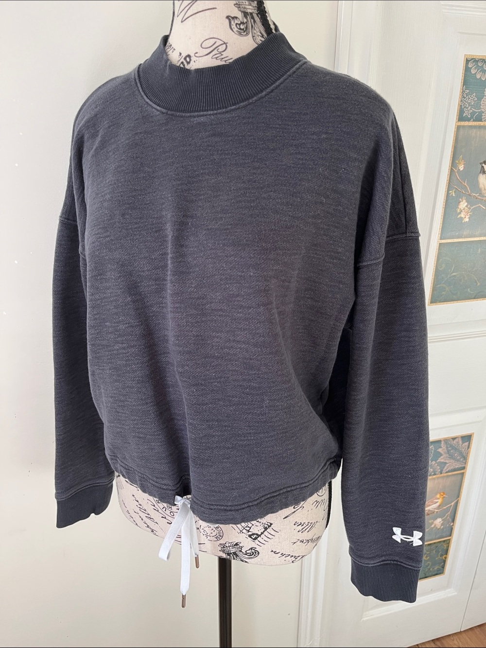 💗Under Armour Women's Charcoal Drawcord Pullover Sweatshirt